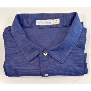PETER MILLAR Men's XL Featherweight Polo Golf Shirt Blue Comfort Stretch UPF 50+
